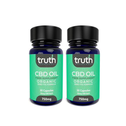 Truth Naturals 25mg CBD Oil Capsules 30 Pack | 750mg - 2 Month Supply Bulk Buy Saving