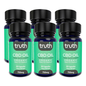 6X Capsules - 25mg CBD Oil | 30 Pack